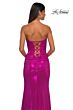 La Femme 32757 Lace-Up Back Strapless Sweetheart Metallic Dress