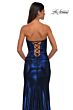 La Femme 32757 Lace-Up Back Strapless Sweetheart Metallic Dress