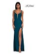 La Femme 32763 Illusion Back Plunging Neck Corset Dress