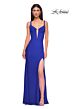 La Femme 32763 Illusion Back Plunging Neck Corset Dress
