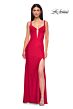 La Femme 32763 Illusion Back Plunging Neck Corset Dress