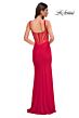 La Femme 32763 Illusion Back Plunging Neck Corset Dress
