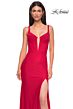 La Femme 32763 Illusion Back Plunging Neck Corset Dress
