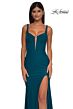 La Femme 32763 Illusion Back Plunging Neck Corset Dress