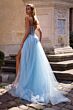 La Femme 32767 Embellished Corset High Slit Strapless Dress