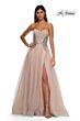La Femme 32767 Embellished Corset High Slit Strapless Dress