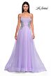 La Femme 32767 Embellished Corset High Slit Strapless Dress
