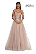 La Femme 32767 Embellished Corset High Slit Strapless Dress