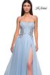 La Femme 32767 Embellished Corset High Slit Strapless Dress