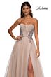 La Femme 32767 Embellished Corset High Slit Strapless Dress