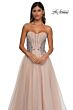 La Femme 32767 Embellished Corset High Slit Strapless Dress