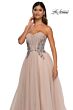 La Femme 32767 Embellished Corset High Slit Strapless Dress