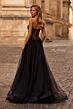 La Femme 32771 Basque Waist Illusion Back Strapless Dress
