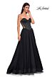 La Femme 32771 Basque Waist Illusion Back Strapless Dress