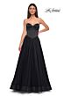 La Femme 32771 Basque Waist Illusion Back Strapless Dress