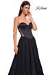 La Femme 32771 Basque Waist Illusion Back Strapless Dress