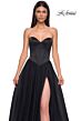 La Femme 32771 Basque Waist Illusion Back Strapless Dress