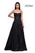 La Femme 32781 Floral Appliques Ruched Corset Dress