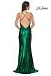 La Femme 32782 Criss Cross Back Cowl Neck Metallic Dress