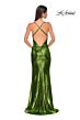 La Femme 32782 Criss Cross Back Cowl Neck Metallic Dress