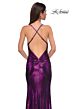 La Femme 32782 Criss Cross Back Cowl Neck Metallic Dress
