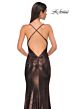 La Femme 32782 Criss Cross Back Cowl Neck Metallic Dress