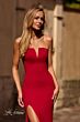 La Femme 32784 High Slit Notched Neckline Strapless Dress