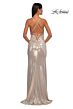La Femme 32793 Empire Waist Rhinestone Top Lace-Up Dress
