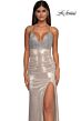 La Femme 32793 Empire Waist Rhinestone Top Lace-Up Dress