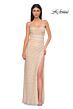 La Femme 32794 Side Slit Illusion Back Strapless Dress