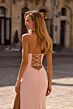 La Femme 32799 Embellished Slit Strapless Lace-Up Dress