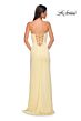 La Femme 32799 Embellished Slit Strapless Lace-Up Dress