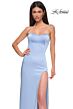La Femme 32799 Embellished Slit Strapless Lace-Up Dress