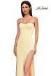 La Femme 32799 Embellished Slit Strapless Lace-Up Dress