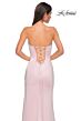 La Femme 32799 Embellished Slit Strapless Lace-Up Dress