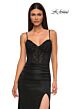La Femme 32803 Lace Corset Illusion Back Slit Skirt Dress