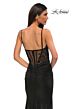 La Femme 32803 Lace Corset Illusion Back Slit Skirt Dress