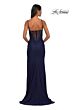 La Femme 32803 Lace Corset Illusion Back Slit Skirt Dress