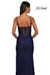 La Femme 32803 Lace Corset Illusion Back Slit Skirt Dress