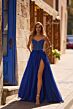 La Femme 32804 Lace Corset High Slit Strapless Dress