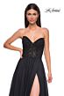 La Femme 32804 Lace Corset High Slit Strapless Dress