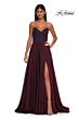 La Femme 32804 Lace Corset High Slit Strapless Dress