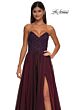 La Femme 32804 Lace Corset High Slit Strapless Dress