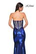 La Femme 32806 Illusion Back Strapless Sweetheart Metallic Dress
