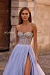 La Femme 32811 Rhinestone Corset High Slit Strapless Dress