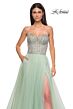 La Femme 32811 Rhinestone Corset High Slit Strapless Dress