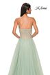 La Femme 32811 Rhinestone Corset High Slit Strapless Dress
