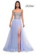 La Femme 32811 Rhinestone Corset High Slit Strapless Dress