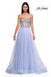 La Femme 32811 Rhinestone Corset High Slit Strapless Dress