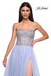 La Femme 32811 Rhinestone Corset High Slit Strapless Dress